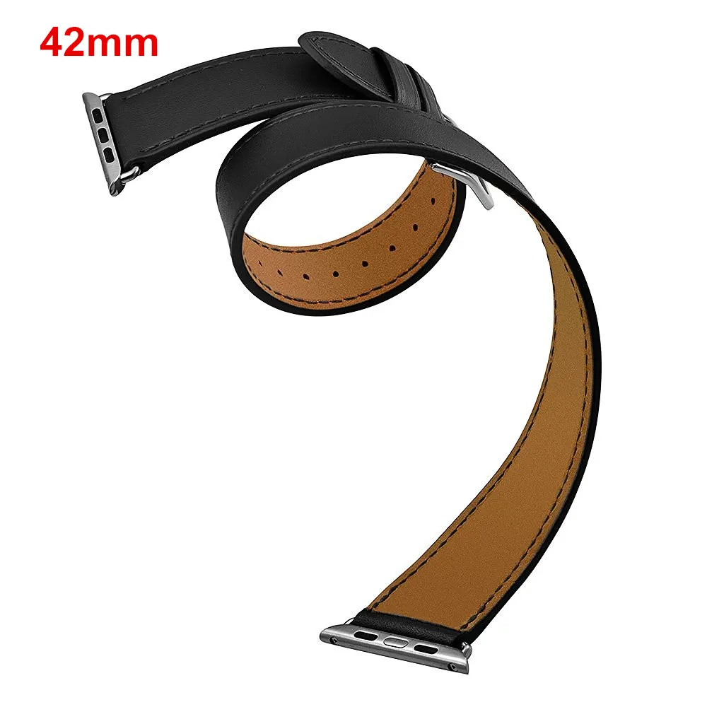 Двусторонний ремешок для Apple watch, ремешок для Apple watch 5, 4, 3, 2, 1, 40 мм, 44 мм, iWatch, ремешок 42 мм, 38 мм, кожаный ремешок, браслет, ремешок для часов - Цвет ремешка: 42mm Black