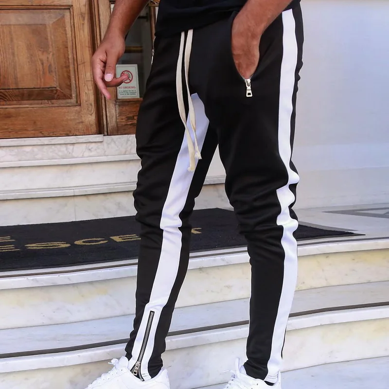 PuimentiuaPant мужские хип-хоп Беговые брюки в повседневном стиле в полоску со вставками Спортивные штаны/брюки мужской уличный стиль мужские брюки
