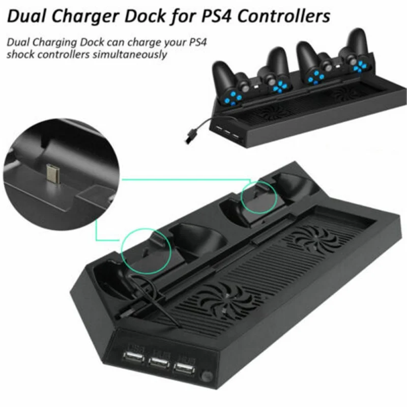 Подходит для Ps4/Pro/Slim беспроводной контроллер охлаждающий вентилятор кронштейн контроллер зарядное устройство с красный зеленый светодиодный индикатор