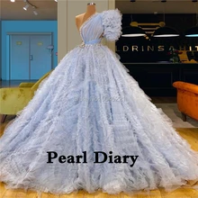 Шикарный дизайн Многоярусное платье для выпускного вечера одно плечо Дубай халат De Soiree официальное вечернее платье отделка из бус вечерние платья кафтан