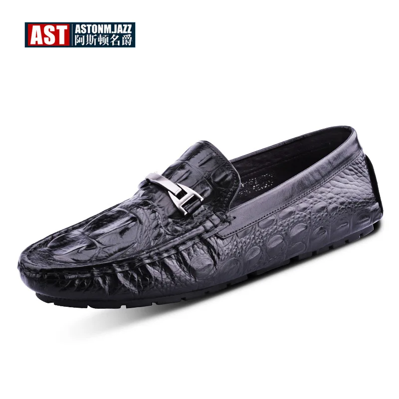

2019 Autumn MEN'S SHOES Moccosins Men's Genuine Leather Korean-style Crocodile Pattern Breathable Casual Leather Shoes Men's Dri
