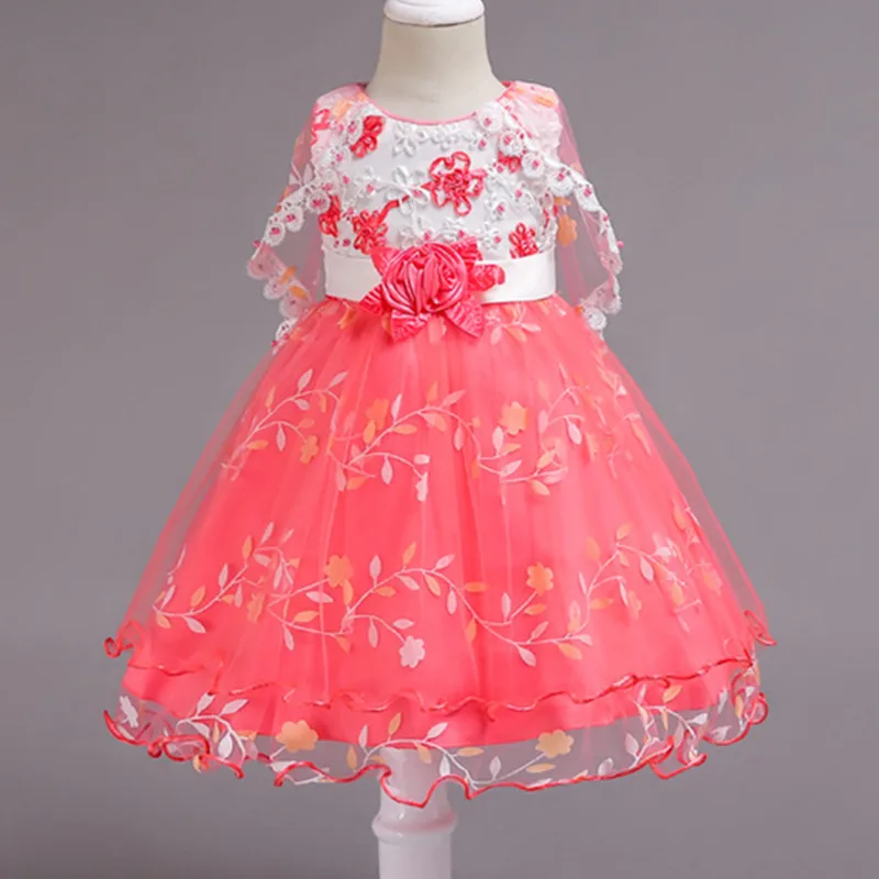 New girls embroidered shawl beaded princess dress performance flower fairy host children's clothing 3-12 years