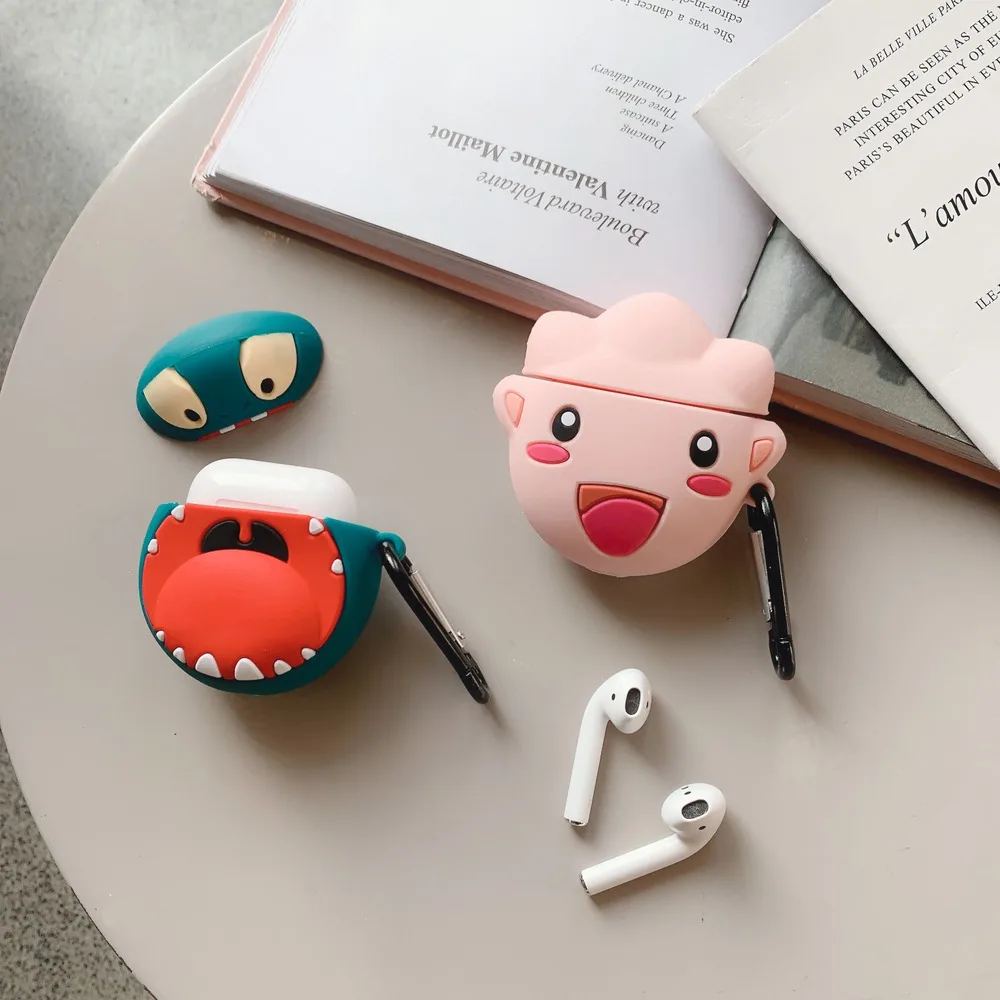 3D японские Мультяшные наушники аниме чехол s для AirPods 1 2 Bluetooth гарнитура зарядная Коробка Чехол для наушников силиконовый чехол с крючком