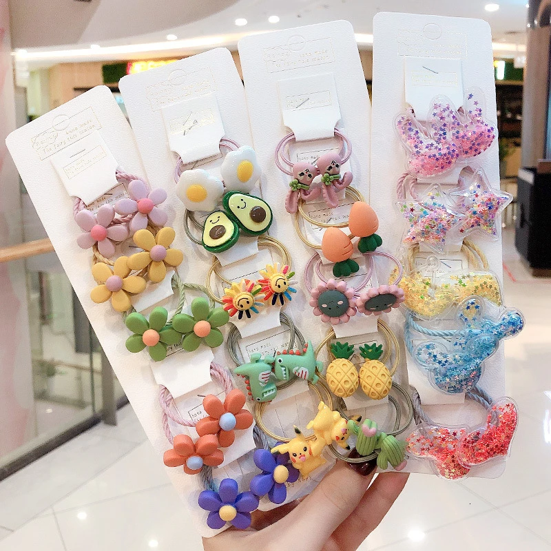 

3/10pcs/set Cute Girls Fruit Animal Cartoon Elastic Hair Rope Scrunchies Ponytail Holder Headwear for Kid Child Hair Accseeories