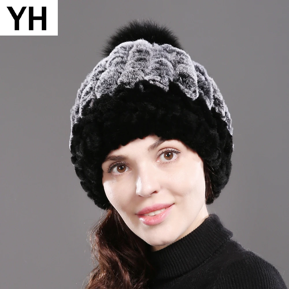 DIY хорошая эластичная натуральная шапка из меха кролика Рекс женская зимняя