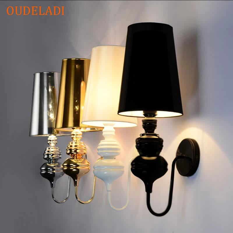 modern duvar lambalari altin gumus siyah beyaz kumas golge duvar aplik oturma odasi fuaye yatak odasi basucu lambasi otel duvar isiklari led indoor wall lamps aliexpress