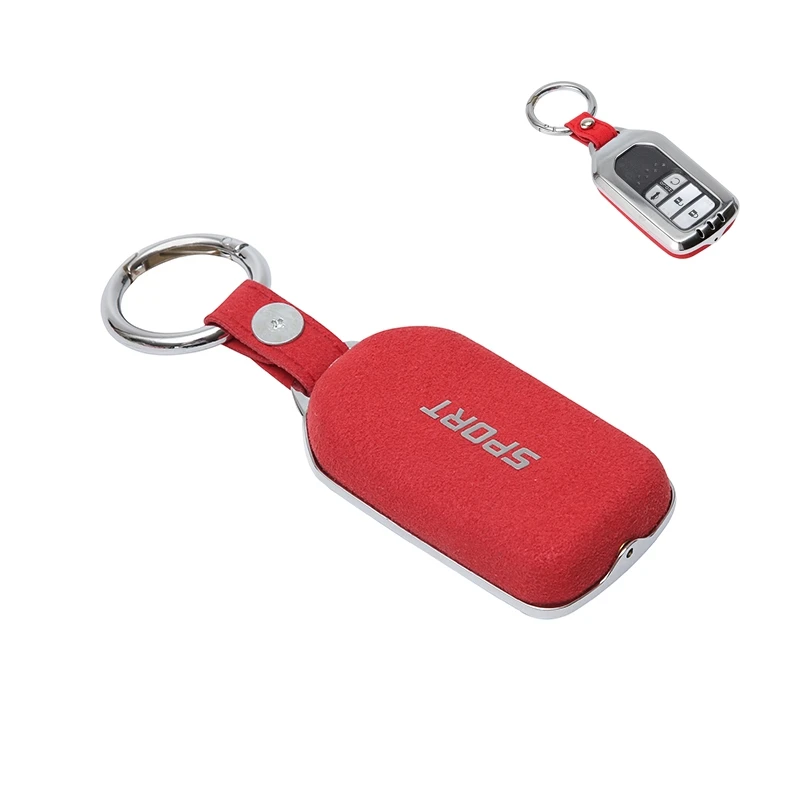 Автомобильный чехол из натуральной кожи для ключей для Honda CRV HRV Accord Civic Odyssey Inspire JADE Pilot Smart Key аксессуары - Название цвета: Красный