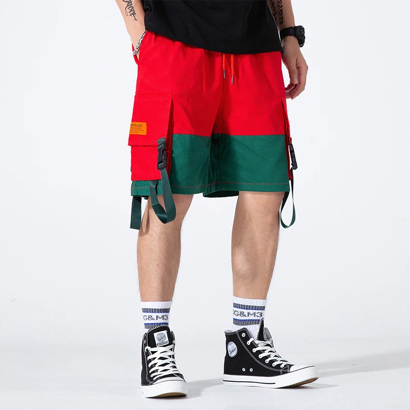 red overalls men's shorts