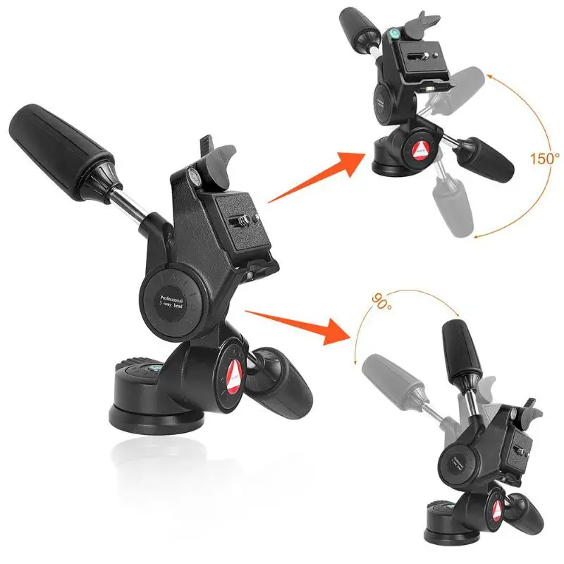 Kingjoy KH-6730 Профессиональный двойная ручка видео штатива 3 Way панорамный демпфирования Pan/наклон головы с 1/" Quick Release Plate