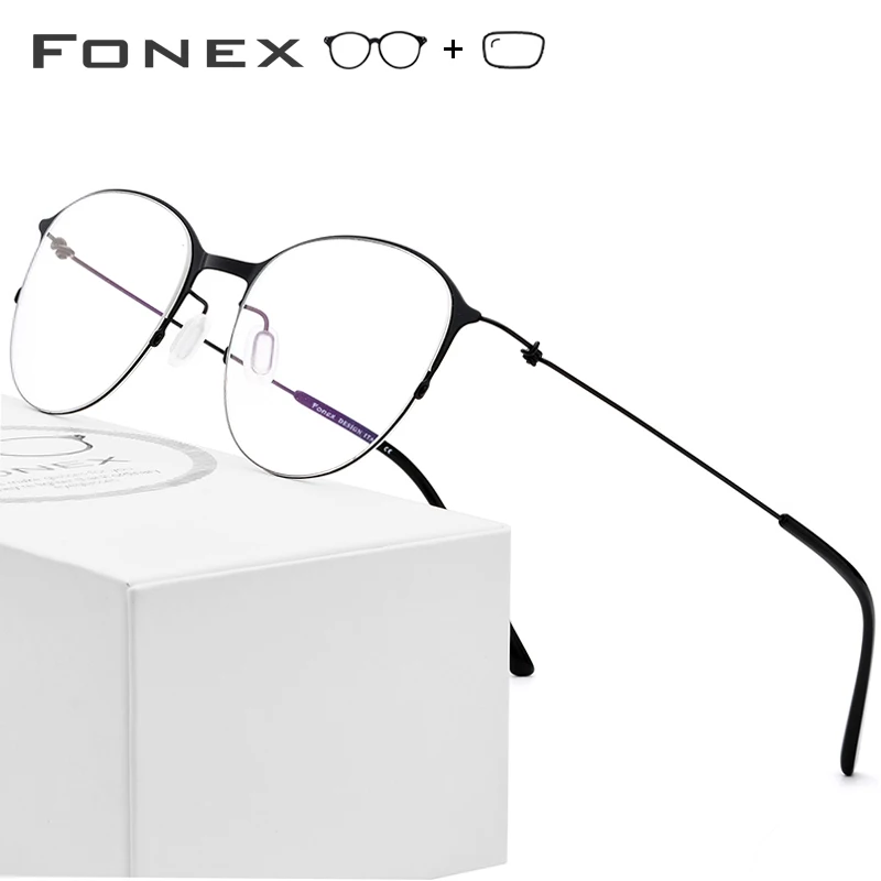

Titanium Alloy Optical Frame Eyeglasses Men Women Myopia Eye Glasses Korean Screwless Eyewear Prescription Glasses with Lenses