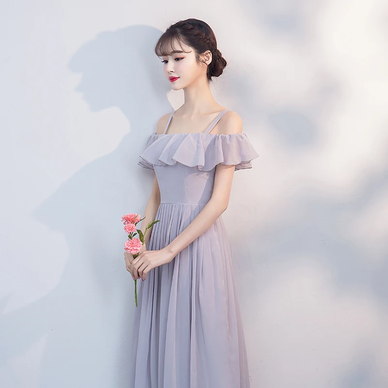 Розовое шифоновое длинное платье подружки невесты размера плюс, элегантное женское платье из тюля для свадебной вечеринки, сексуальное платье для выпускного вечера, Клубное синее длинное простое платье