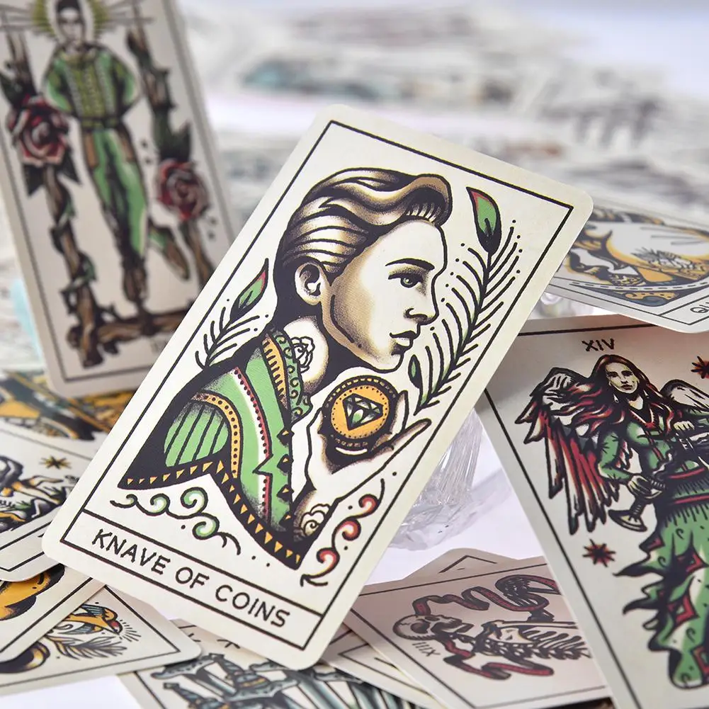 78Pcs Tattoo Tarot Board Game Divination Fate Deck Ebook To Guide Cards For Women Family Party Playing | Спорт и развлечения
