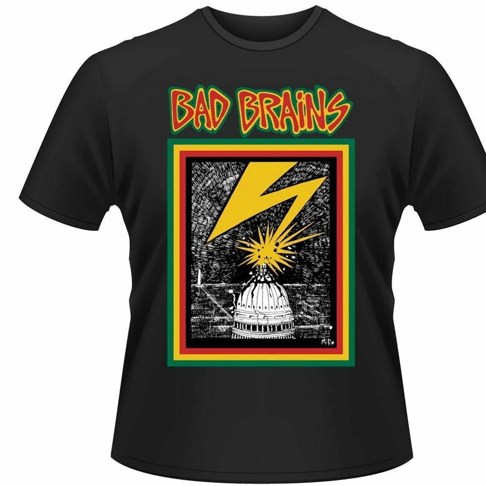 Футболка с надписью Bad Brains Черный Альбом Логотип Мужская металлическая хардкор