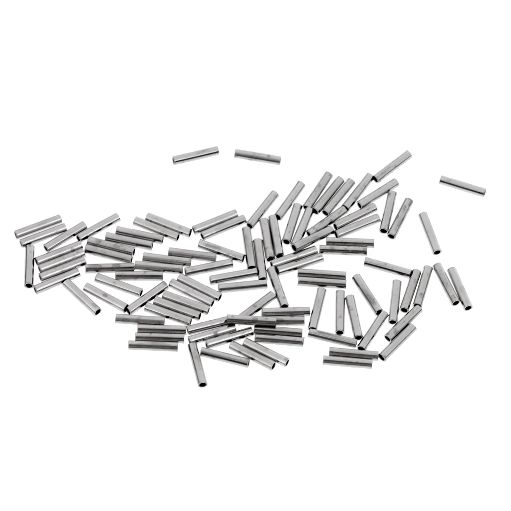 200 Pieces Single Barrel Crimp Sleeves, 100% Copper, Fishing Line Leader Rigging Tackle Wire Rope Clips Tube Connector 1.2x8mm