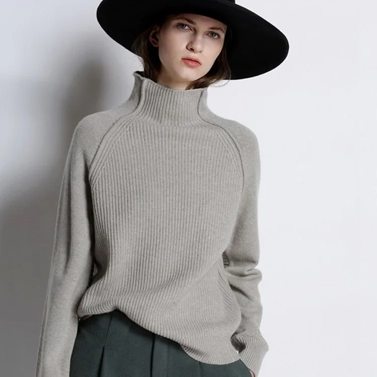 Autumn And Winter New Style Woollen Sweater Women's Turtleneck Thick Loose-Fit Sweater Knit Base Shirt Tide Models Beckham