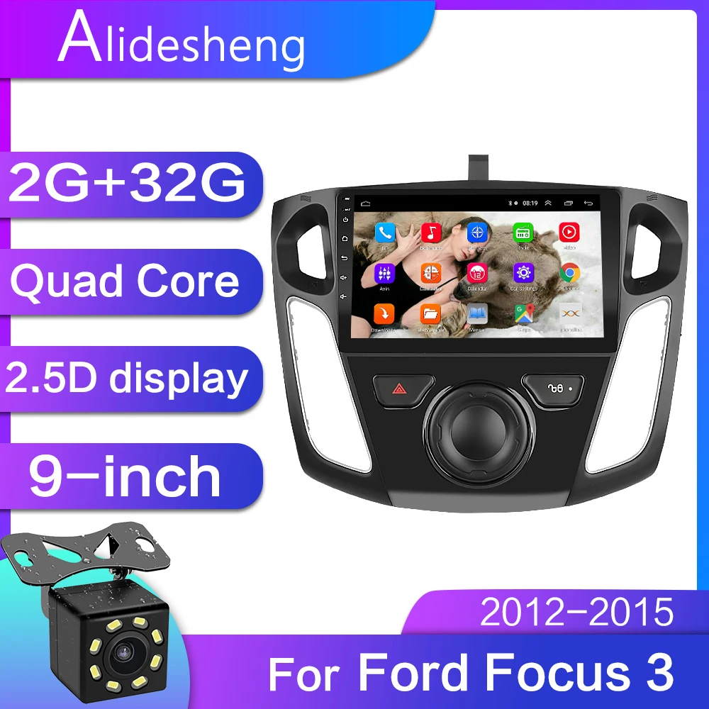 9 дюймов 2G+ 32G 2.5D 2Din Android 8,1 GO автомобильный dvd мультимедийный плеер gps для Ford Focus 3 2012- четырехъядерный navigatio WiFi BT