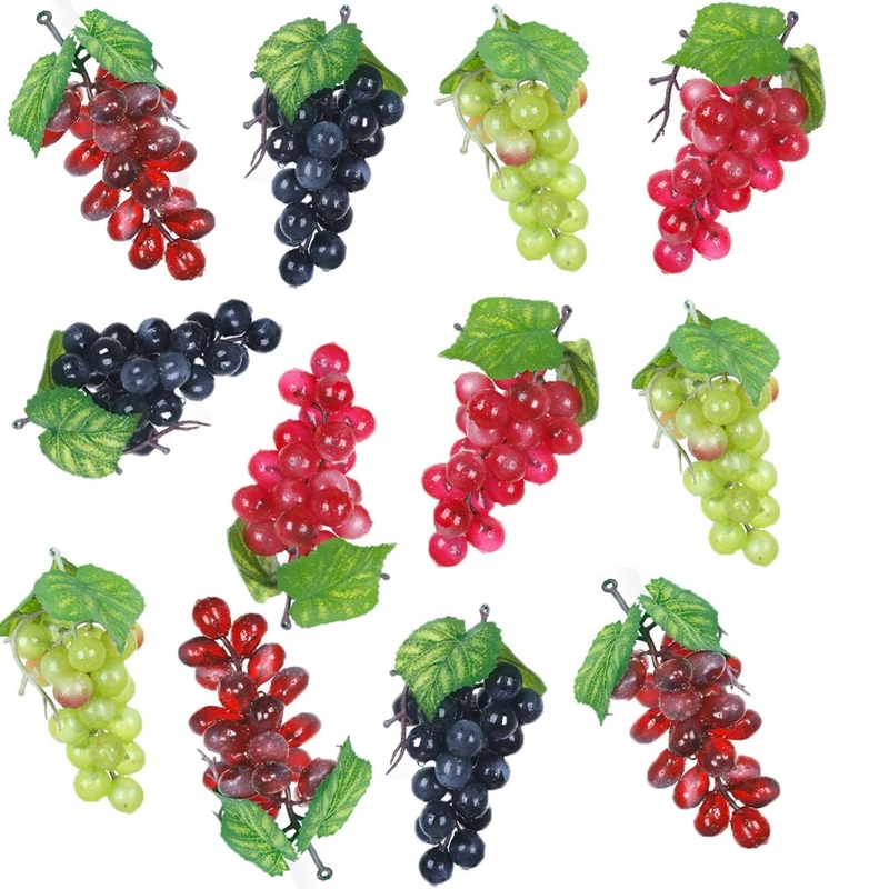 12 Bunches Artificial Grapes Simulation Decorative Lifelike Fake Clusters for Wedding Wine Kitchen Centerpiece |