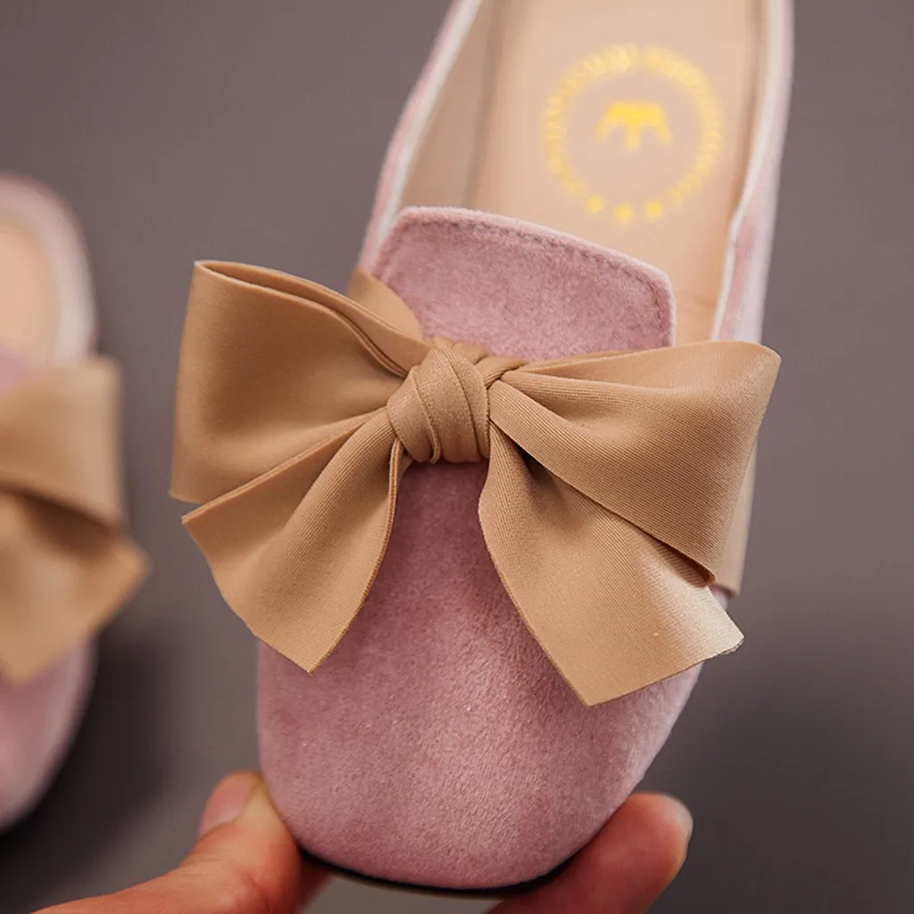 Детская кожаная обувь принцессы для девочек; модные тапочки с бантом для маленьких девочек; повседневная обувь; сандалии;# C