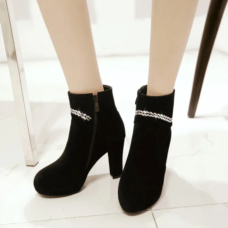 

Big Size 9 10 11 12 boots women shoes ankle boots for women ladies boots shoes woman winter Solid color round head side zipper