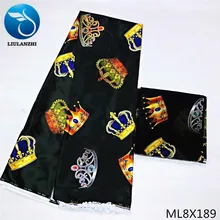 LIULANZHI африканская ткань новая атласная ткань с рисунком короны для платья 4+ 2 ярдов шифоновая ткань ML8X170-ML8X195