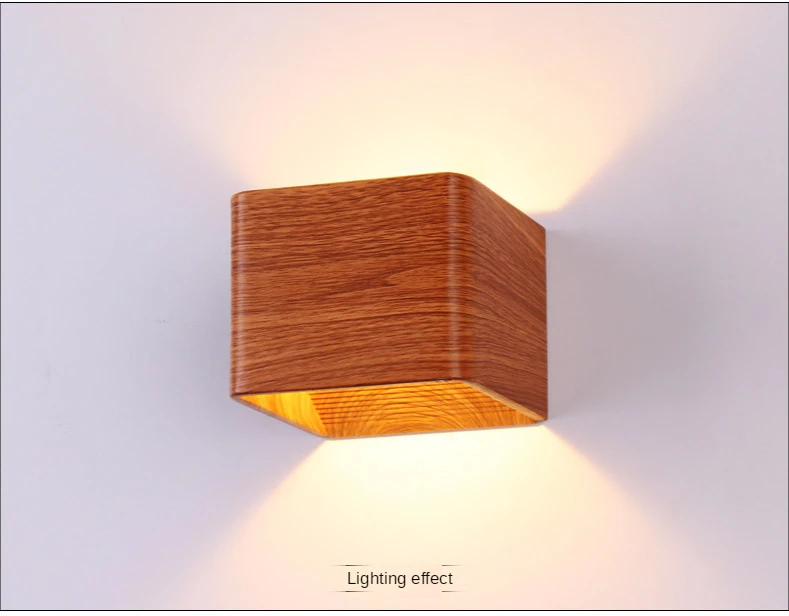 Modern Wall Lamp Led Luminous Bedside Sconce Wood Grain Bedroom Living Aisle Corridor Restaurant Hotel Background Decor Light plug in wall lamp