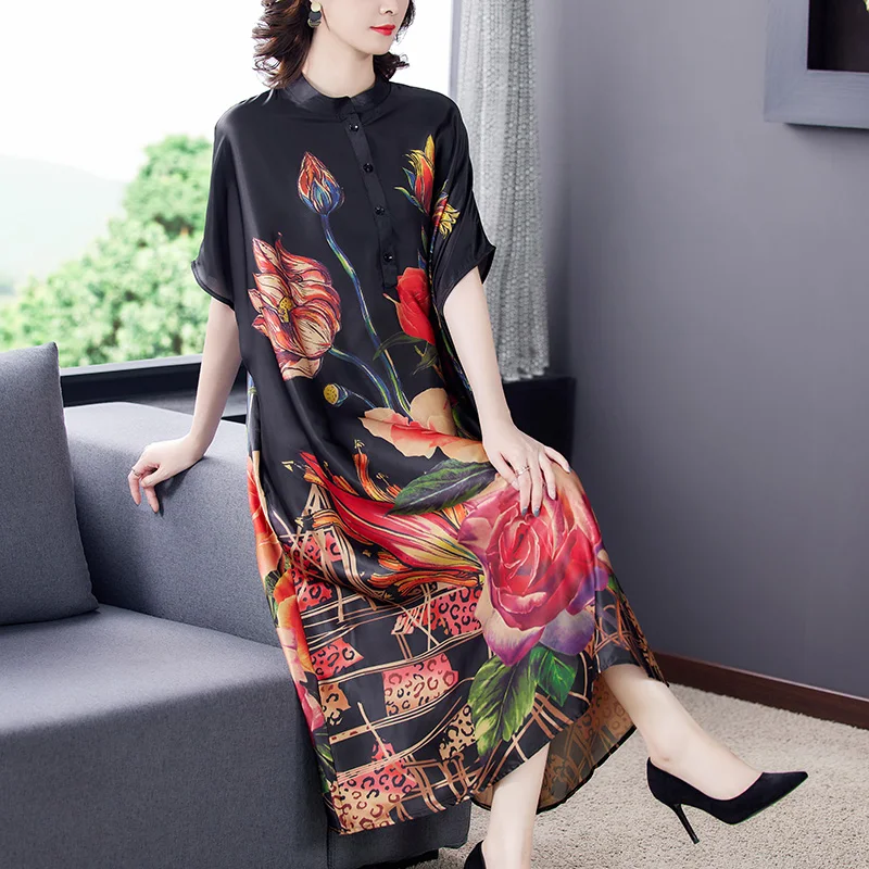 ZUOMAN 2021 Summer Vintage Black Loose Jacquard Midi Dress Women Korean Casual...