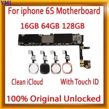 

Original Unlocked For iPhone 6S Motherboard 16GB 64GB 128GB Logic Mainboard With/Without Touch ID With IOS Test Good Working
