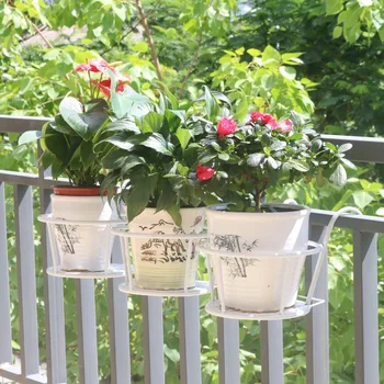 

Over the Rail Hanging Flower Pot Holder Balcony Railings Wall Round Holder Stand DEC889