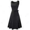 Women Casual Sleeveless Bow Grid Party Retro Bandage Fashion A line Dress EA192 ► Photo 3/6