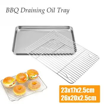 

BBQ Oven Tray Stainless Steel Oil Drain Baking Food Cookie BBQ Cooker Cooling Rack Kitchen Accessories For Cooking