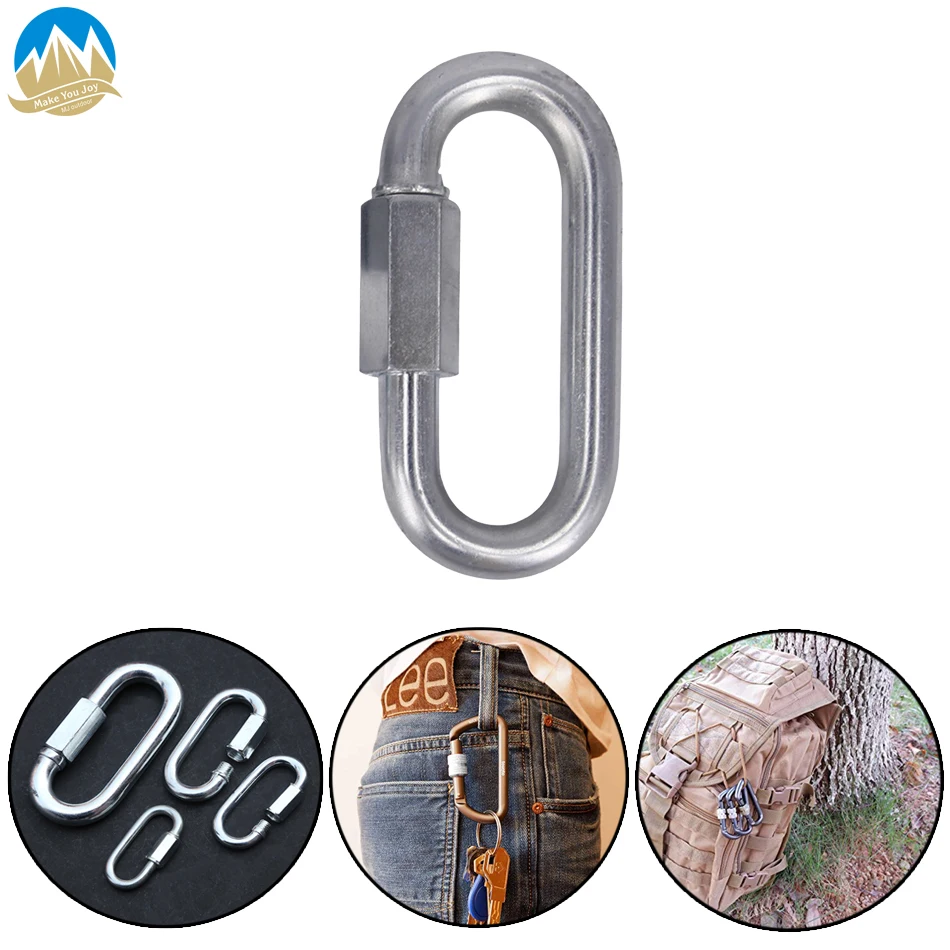 

2PCS PACK 8mm Quick Link Oval Carabiner Chain Connector Stainless Steel Screw Lock Climbing Gear Carabiner Safety Snap Hook