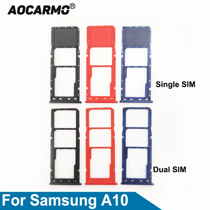 Aocarmo-Soporte de tarjeta Sim Dual y individual para MicroSD, bandeja de tarjeta Nano Sim, pieza de repuesto para Samsung Galaxy A10