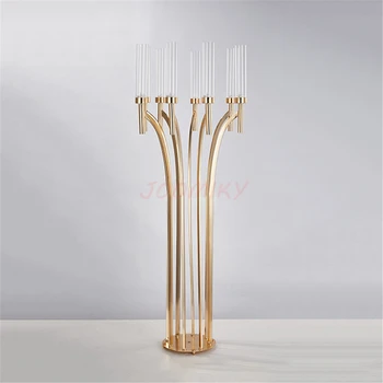 

2Pcs/lot Metal Candle Holder Romantic Candlestick Party Gold Candle Stand Rack Wedding Table Centerpiece Road Lead Party Decor