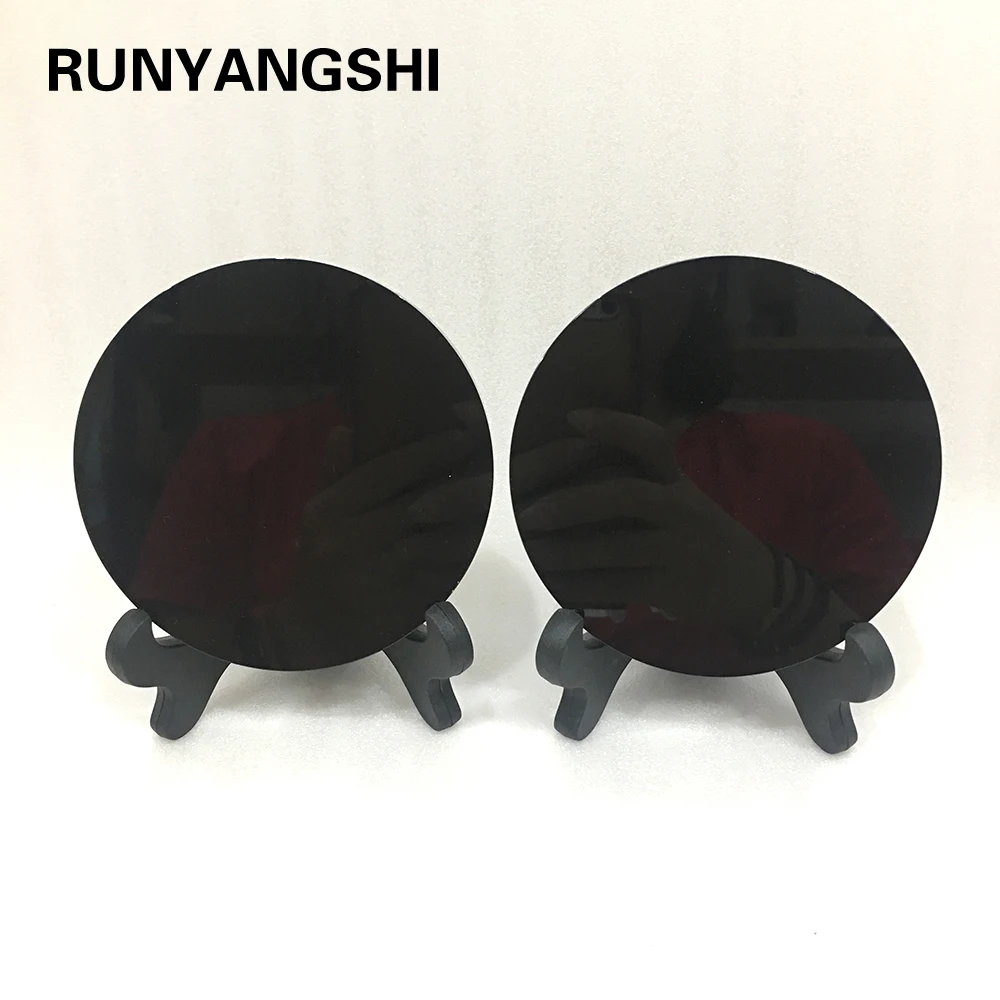 Runyangshi 1 шт. 100% натуральный черный обсидиан круглая дисковая пластина зеркало