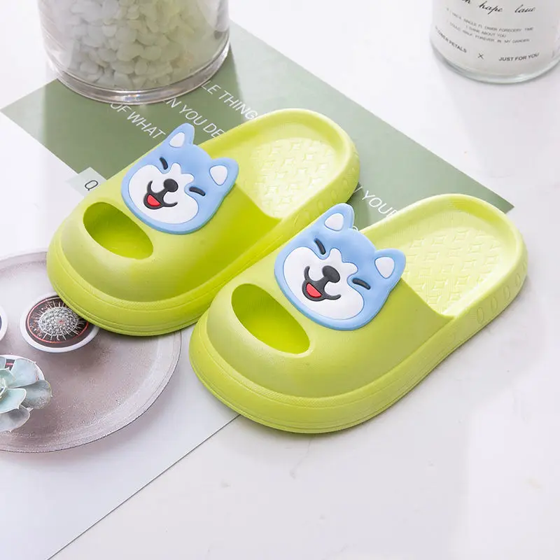 Cartoon Dog Kids Slippers Non-Slip Anti Collision Toe Cap Children Slippers Summer Comfort Soft Sole Boy Girl Shoes Home Shoes extra wide children's shoes Children's Shoes