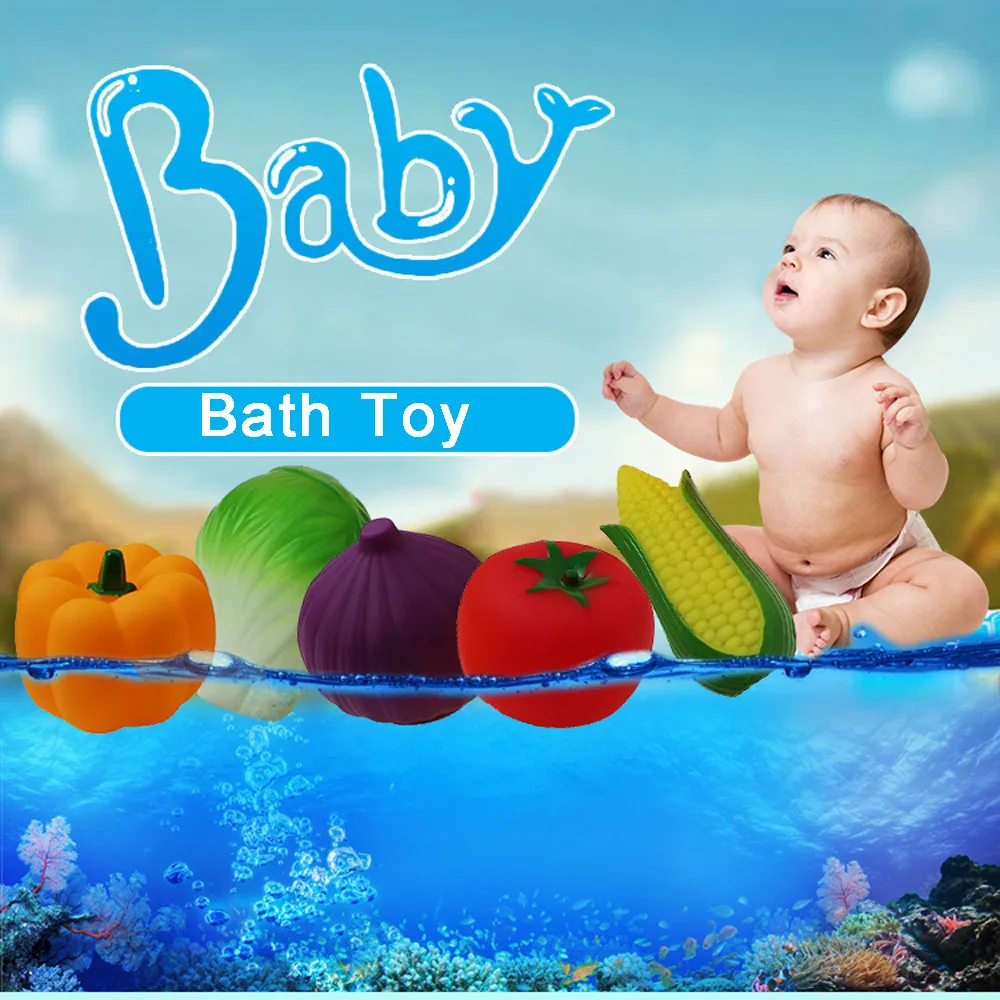 Милые детские игрушки для ванной 3 шт. резиновые овощи водная игрушка детская Ванная комната ванна бассейн игрушка аксессуар для ребенка