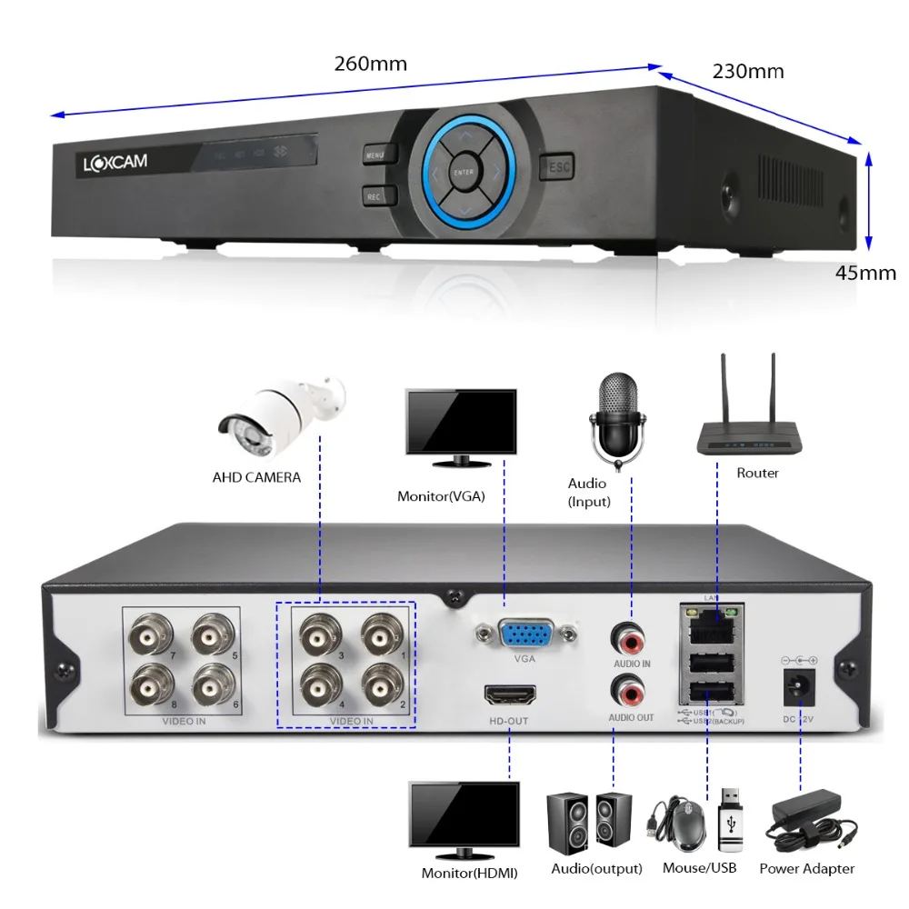 LOXCAM h.265+ 8CH 4MP AHD DVR комплект 4MP CCTV камера система 3.0MP камера безопасности Крытый Открытый P2P система видеонаблюдения Комплект