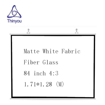 

Thinyou 84 inch 4:3 projector screen Matte White Fabric Fiber Glass Roll Up Wall Mounted for Business Meeting Home Cinema