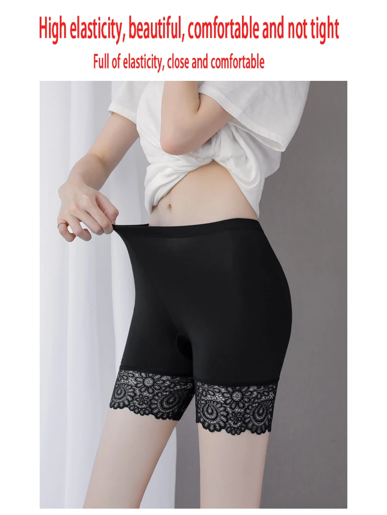 best high waisted underwear Women's Shorts Under Skirt Large Size Summer Lace Safety Short Pants Female Boxer Seamless Anti Friction Safety Pants black panties