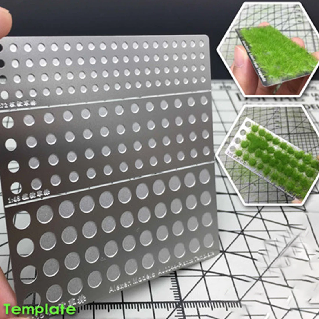  Sand Table Model Static Grass Planting Board Template Of Three Specifications 1:35(5mm Holes)/1:43(