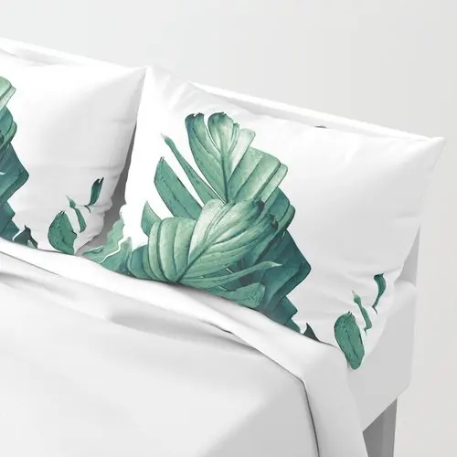 Nordic Style Double-Sided Leaves Green Plant Simple Cushion Environmental Protection Theme Waist Pillow 100% Polyester Cotton 