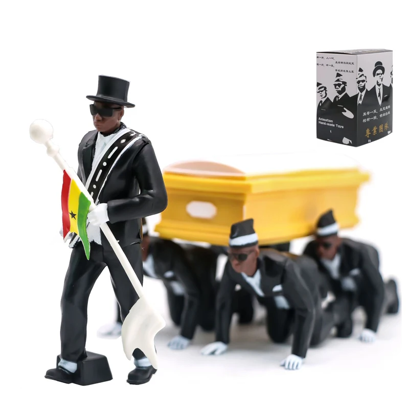 

10cm High Simulation Plastic Ghana Funeral Coffin Dancing Pallbearer Team Model Exquisite Workmanship Action Figure Car Decor