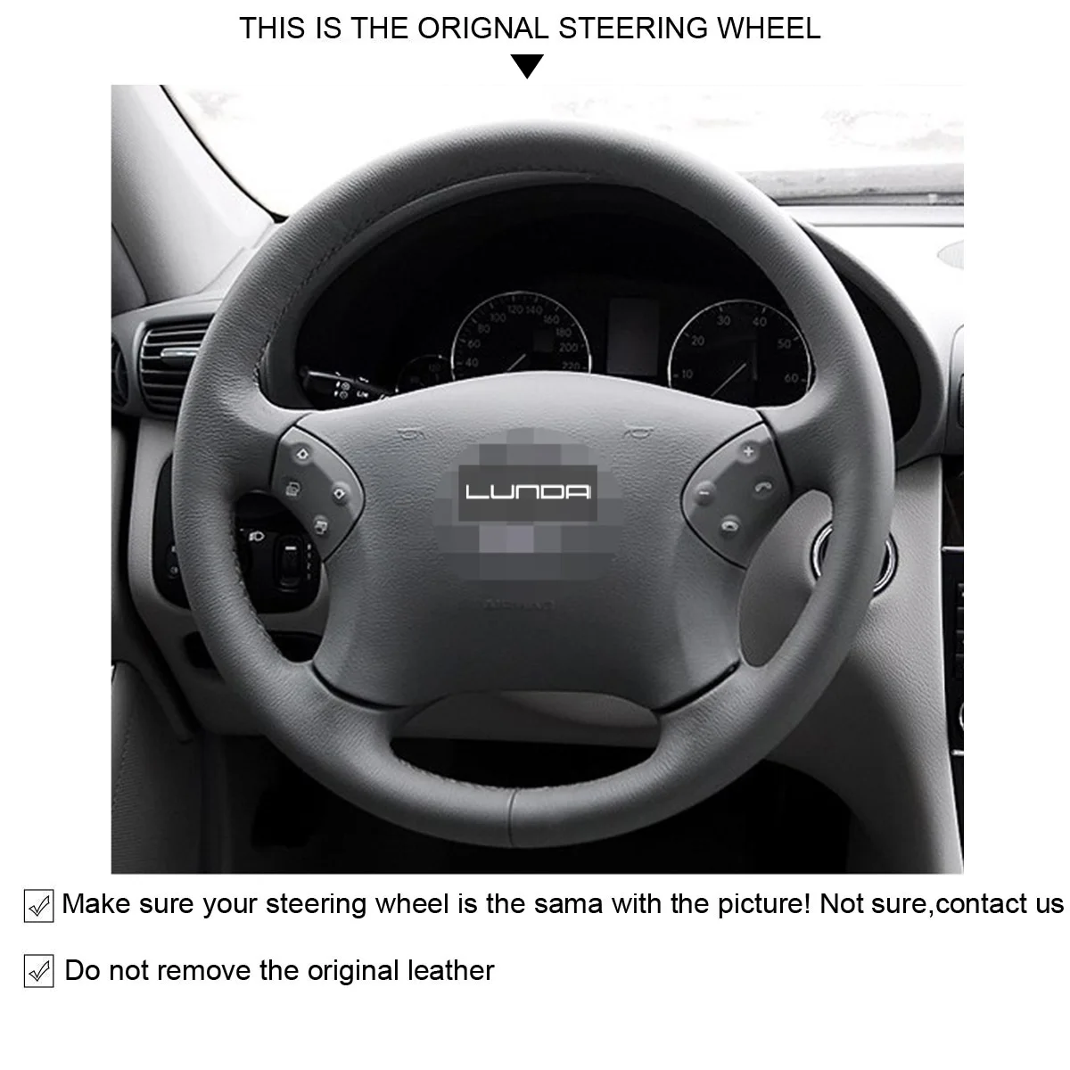 DIY Custom Hand-Stitched Artificial Leather Car Steering Wheel Cover for Mercedes-Benz W210 E240 E63 E320 E280 2002-2005