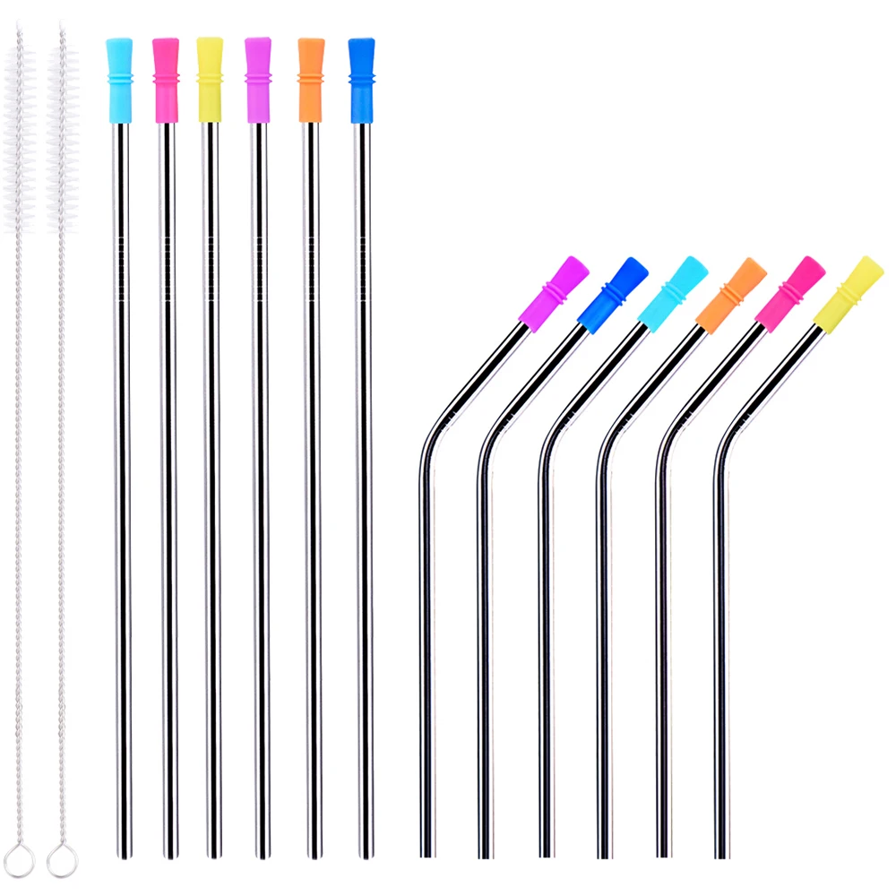 12 шт./комплект гибкие соломинки из нержавеющей стали | Дом и сад