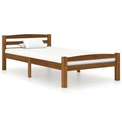Lui schommel Strippen vidaXL Bed Frame Dark Brown Solid Pine Wood 100x200 cm - AliExpress