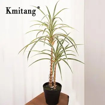 

70cm Tropical Plants Large Artificial Palm Tree Bonsai PU Dracaena Leaves Fake Monstera Leafs Green Plant For Home Office Decor