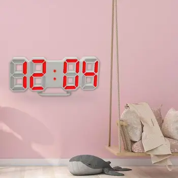 

3D Digital 12/24 Hour Hanging LED Display Wall Snooze Function Alarm Multifunction Clock Living Room Home Decoration automatic