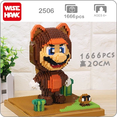 Weagle Игра Супер Марио Персик Принцесса боусер гудхог Летающая белка 3D модель Алмазная мини-здание маленькие блоки игрушка без коробки - Цвет: Goundhog Mario