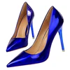 2022 Women 10.5cm High Heels Blue Green Valentine Pumps Luxury Glossy Stripper Stiletto Wedding Bridal Fetish Shoes Plus Size 43 ► Photo 2/6