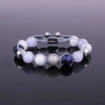 High Quality New Design Natural Stone Purple Blue Stone Beads Bracelet For Women